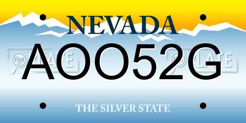 AOO52G Nevada License Plate