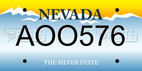 AOO576 Nevada License Plate