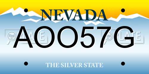 AOO57G Nevada License Plate