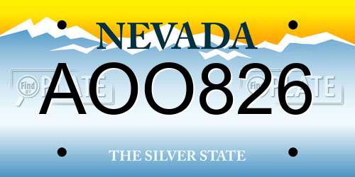 AOO826 Nevada License Plate