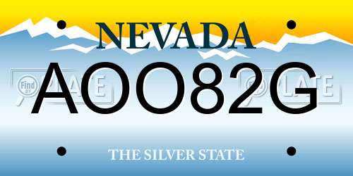 AOO82G Nevada License Plate