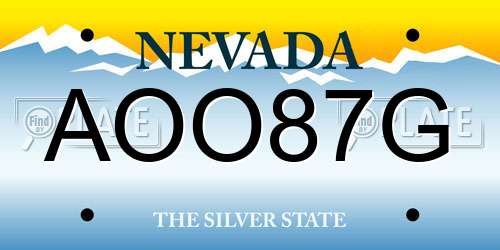 AOO87G Nevada License Plate
