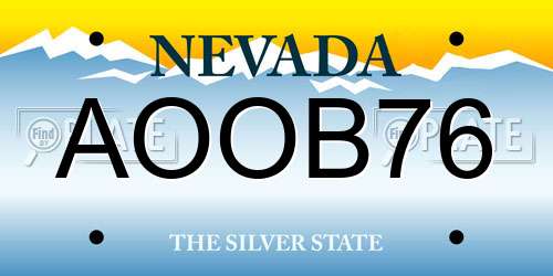 AOOB76 Nevada License Plate