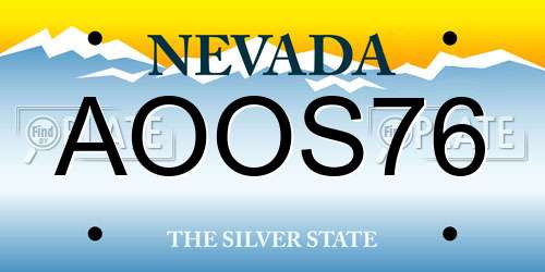 AOOS76 Nevada License Plate