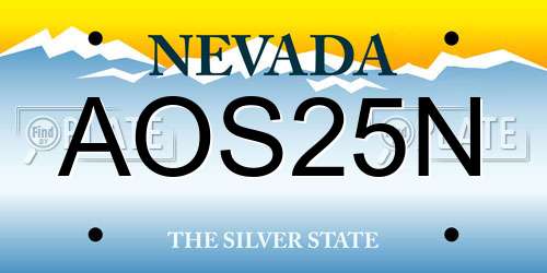 AOS25N Nevada License Plate