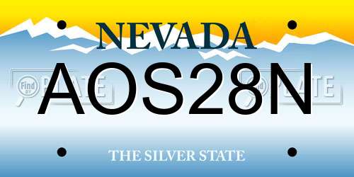 AOS28N Nevada License Plate