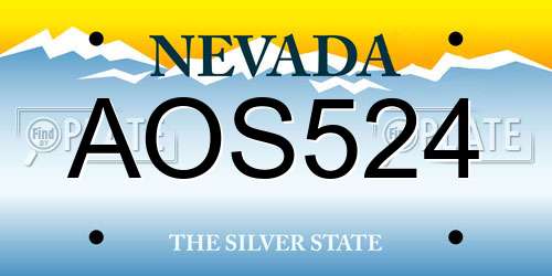AOS524 Nevada License Plate