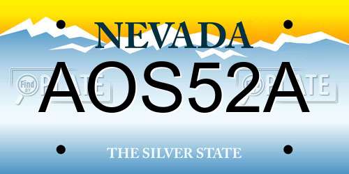 AOS52A Nevada License Plate
