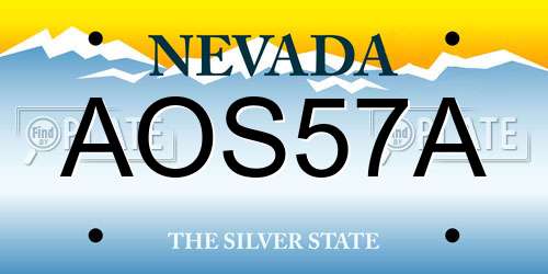 AOS57A Nevada License Plate
