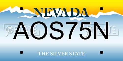 AOS75N Nevada License Plate