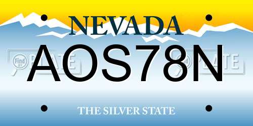 AOS78N Nevada License Plate