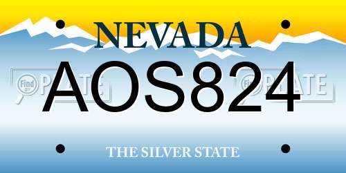 AOS824 Nevada License Plate