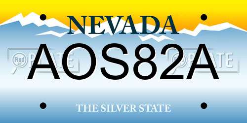 AOS82A Nevada License Plate