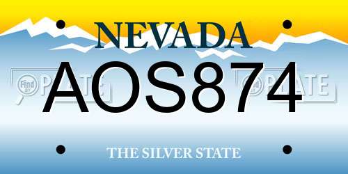 AOS874 Nevada License Plate