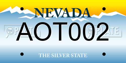 AOT002 Nevada License Plate