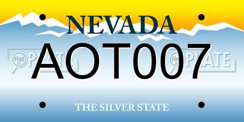 AOT007 Nevada License Plate