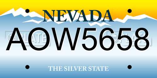 AOW5658 Nevada License Plate