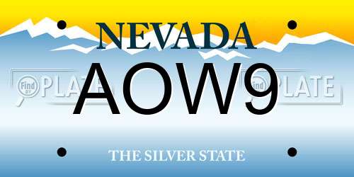 AOW9 Nevada License Plate