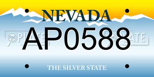 AP0588 Nevada License Plate