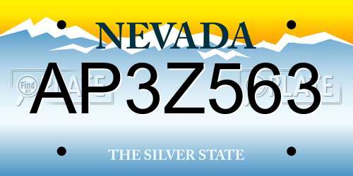 AP3Z563 Nevada License Plate