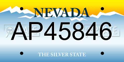 AP45846 Nevada License Plate