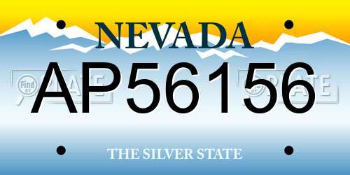 AP56156 Nevada License Plate