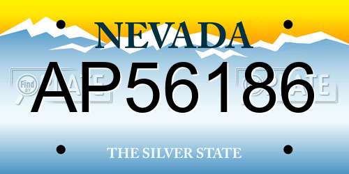 AP56186 Nevada License Plate