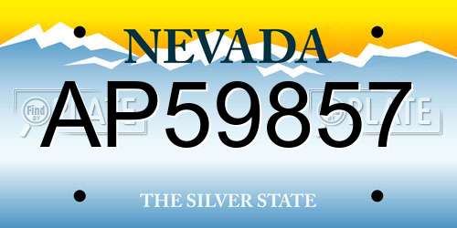 AP59857 Nevada License Plate