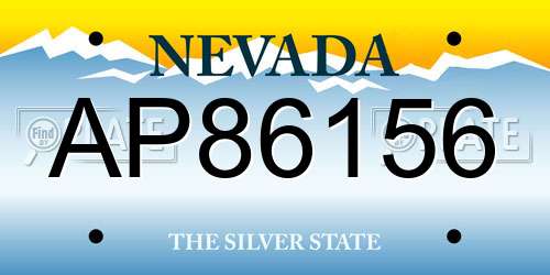 AP86156 Nevada License Plate