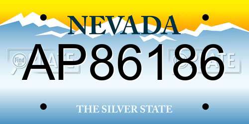AP86186 Nevada License Plate