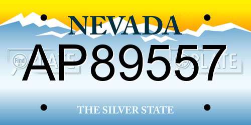AP89557 Nevada License Plate