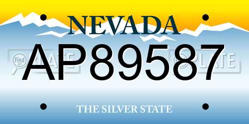 AP89587 Nevada License Plate