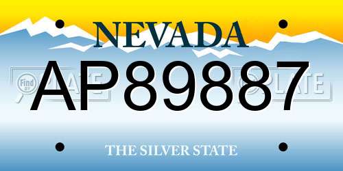 AP89887 Nevada License Plate