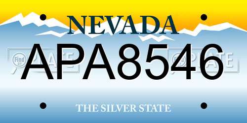 APA8546 Nevada License Plate