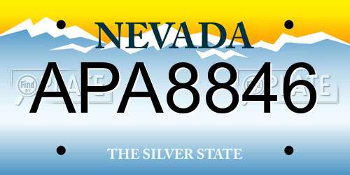 APA8846 Nevada License Plate