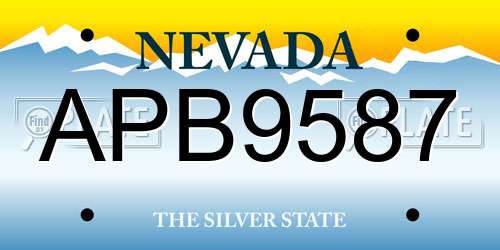 APB9587 Nevada License Plate