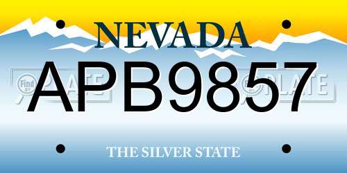 APB9857 Nevada License Plate