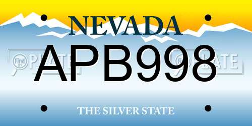 APB998 Nevada License Plate