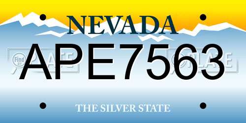 APE7563 Nevada License Plate