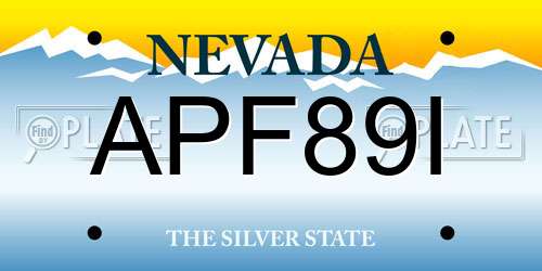 APF89I Nevada License Plate
