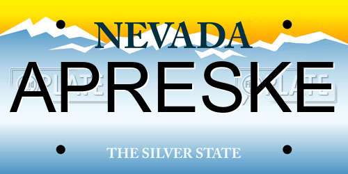 APRESKE Nevada License Plate