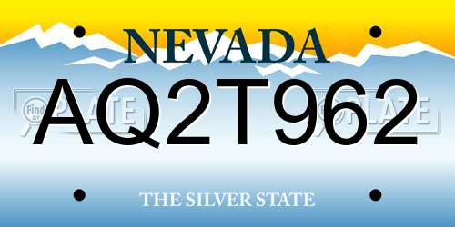 AQ2T962 Nevada License Plate