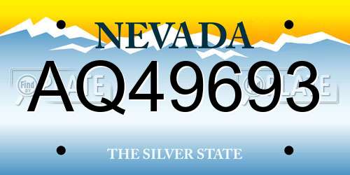 AQ49693 Nevada License Plate