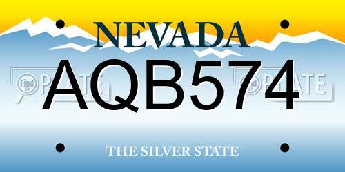 AQB574 Nevada License Plate