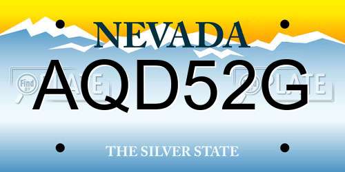 AQD52G Nevada License Plate