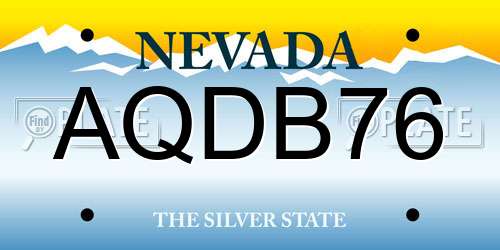 AQDB76 Nevada License Plate