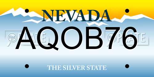 AQOB76 Nevada License Plate