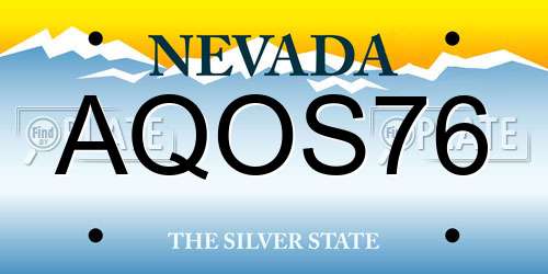 AQOS76 Nevada License Plate