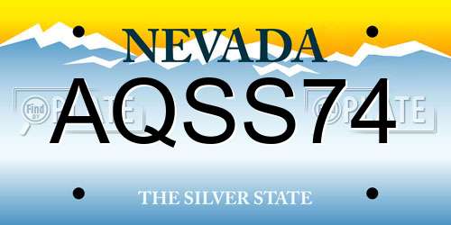 AQSS74 Nevada License Plate