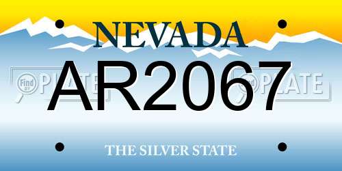 AR2067 Nevada License Plate